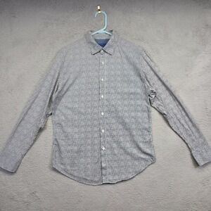 Joseph Abboud Shirt Mens M Blue Long Sleeve Slim Fit Geometric Dotted Minimalist